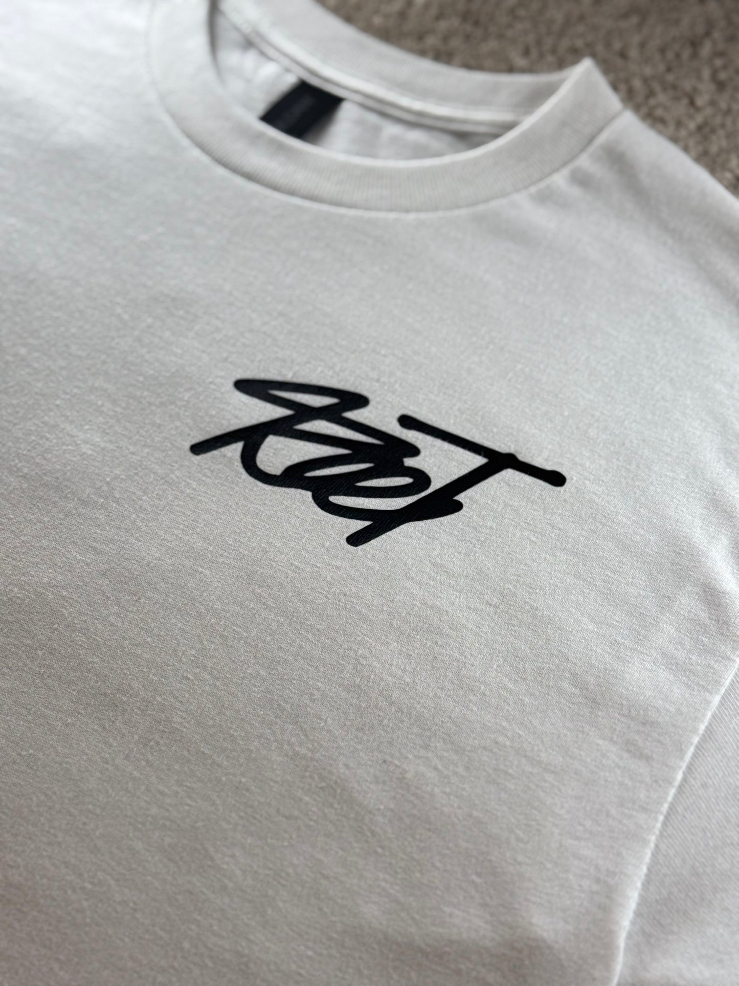 RootMoto T-shirt - White (Cursive Style)
